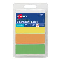 Avery® 06722 1" x 3" Assorted Neon Color Write-On Color-Coding Labels - 72/Pack