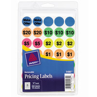 Avery® 05480 3/4 inch Assorted Color Preprinted Garage Sale Stickers / Labels - 350/Pack
