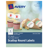 Avery® 08218 2 1/2 inch Textured White Round Scalloped Labels - 90/Pack