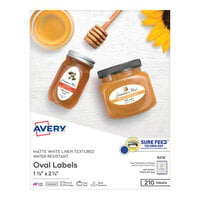 Avery® 08216 1 1/8 inch x 2 1/4 inch White Textured Water Resistant Printable Oval Label - 210/Pack