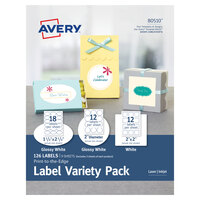 Avery® 80510 Assorted Shape and Size White Print-to-the-Edge Label Variety Pack - 126/Pack