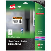 Avery® 61514 Surface Safe 3 1/2 inch x 5 inch Rectangle Water and Chemical Resistant Sign Labels - 60/Pack