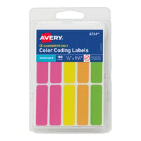 Avery® 06724 1/2" x 1 3/4" Assorted Neon Color Write-On Color-Coding Labels - 180/Pack