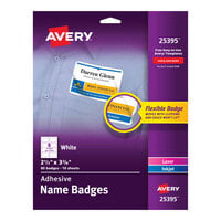 Avery® 25395 2 1/3" x 3 3/8" White Rectangle Adhesive Name Badges - 80/Pack