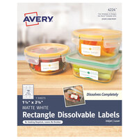 Avery® 04224 1 1/4 inch x 2 3/8 inch White Rectangle Print-to-the-Edge Dissolvable Labels - 90/Pack