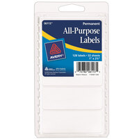 Avery® 06113 1 inch x 2 3/4 inch White Rectangle All-Purpose Write-On Labels - 128/Pack