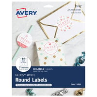 Avery® 22817 2 inch White Glossy Round Print-to-the-Edge Labels - 60/Pack