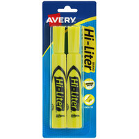 Avery® 24081 Hi-Liter® Fluorescent Yellow Chisel Tip Desk Style Highlighter - 2/Pack