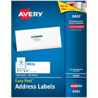 Avery® 08462 Easy Peel 1 1/3" x 4" White Mailing Address Labels - 1400/Box