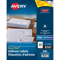 Avery® 08161 Easy Peel 1" x 4" White Mailing Address Labels - 500/Pack