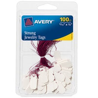 Avery® 6731 13/16" x 3/8" White Rayon Strung Jewelry Tag - 100/Pack