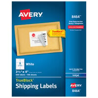 Avery® 08464 TrueBlock 3 1/3" x 4" White Permanent Inkjet Shipping Label - 600/Box