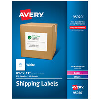 Avery® 95920 8 1/2" x 11" White Permanent Printable Bulk Shipping Label - 250/Box