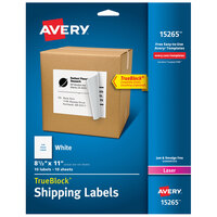 Avery® 15265 TrueBlock 8 1/2" x 11" White Full Sheet Shipping Labels - 10/Pack