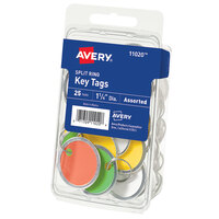 Avery 11020 1 1/4 inch Assorted Color Paper with Metal Rim Split Ring Key Tag - 25/Pack