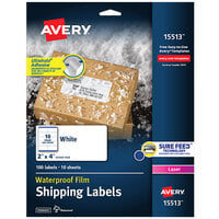 Avery® 15513 TrueBlock Waterproof 2" x 4" White Permanent Laser Mailing Label with Ultrahold Permanent Adhesive - 100/Pack