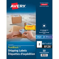 Avery® 08126 TrueBlock 5 1/2" x 8 1/2" White Rectangle Internet Shipping Labels - 50/Pack