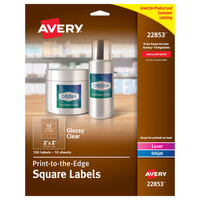 Avery® 22853 Easy Peel 2 inch x 2 inch Glossy Clear Square Print-to-the-Edge Labels - 120/Pack