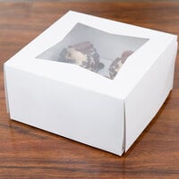8 inch x 8 inch x 4 inch White Auto-Popup Window Cupcake / Muffin Box with 4 Slot Reversible Insert - 10/Pack