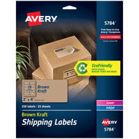 Avery® 05784 2 inch x 4 inch Kraft Brown Shipping Labels - 250/Pack