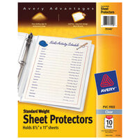 Avery® 75540 8 1/2 inch x 11 inch Clear Standard-Weight Top-Load Acid-Free Sheet Protector - 10/Pack