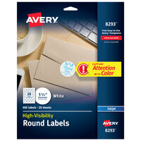 Avery® 08293 High Visibility 1 1/2 inch Matte White Round Labels - 500/Pack