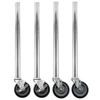 Regency 34" Galvanized Steel Legs with Casters for Work Tables with Galvanized Legs   - 4/Set
