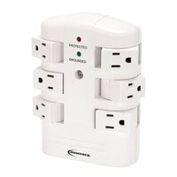 Innovera IVR71651 White 6 Outlet Swivel Plug Surge Protector, 2160 Joules