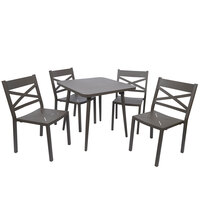 BFM Seating YM-BZ32S Fresco 32 inch Square Bronze Aluminum Outdoor Table with 4 Chairs