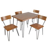 BFM Seating YO-NV36S 36 inch x 36 inch NV Table with Veneer Wood Top and 4 Solid Ash Chairs