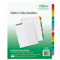 Avery® 24845 Office Essentials 31-Tab White / Multi-Color Table 'n Tabs Divider Set - 3/Pack