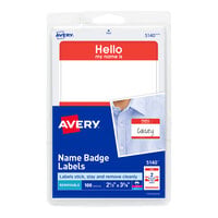 Avery® 05140 2 1/3" x 3 3/8" Matte White / Red Removable Adhesive Printable Name Badge Label - 100/Pack