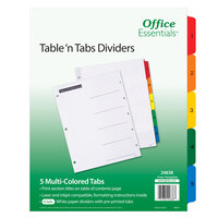 Avery® 24838 Office Essentials 5-Tab White / Multi-Color Table 'n Tabs Divider Set - 6/Pack
