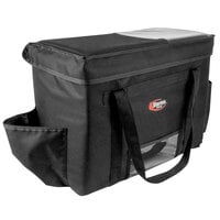 Sterno 70533 Delivery Deluxe Black 2XL Space Saver Insulated Food Carrier, 22 inch x 13 inch x 17 3/4 inch - Holds (10) 9 inch x 9 inch x 3 inch Meal Containers