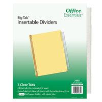 Avery® 24831 Office Essentials Big Tab 5-Tab Buff Paper / Clear Printable Insertable Divider Set - 6/Pack