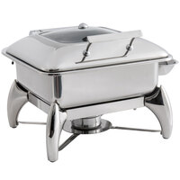Acopa 5 Qt. 2/3 Size Stainless Steel Induction Chafer with Glass Top, Soft-Close Lid, and Stand with Fuel Holder