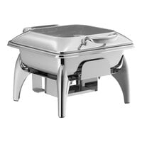 Acopa Voyage 5 Qt. 2/3 Size Stainless Steel Induction Chafer with Glass Top, Soft-Close Lid, and Stand with Fuel Holder