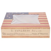 10 inch x 10 inch x 2 inch Auto-Popup Window Cake / Bakery Box with Vintage American Flag / Declaration of Independence Design - 150/Bundle