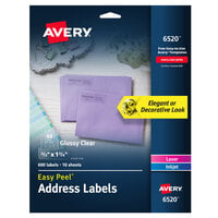 Avery® 06520 2/3" x 1 3/4" Glossy Clear Easy Peel Permanent Printable Address Label - 600/Pack