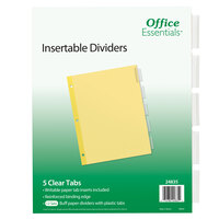 Avery® 24835 Office Essentials 5-Tab Buff Paper / Clear Insertable Divider Set - 12/Pack