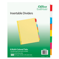 Avery® 24836 Office Essentials 8-Tab Buff Paper / Multi-Color Insertable Divider Set - 12/Pack