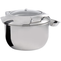 Acopa 11 Qt. Round Stainless Steel Induction Soup Chafer with Glass Top and Soft-Close Lid