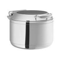 Acopa Voyage 11 Qt. Round Stainless Steel Induction Soup Chafer with Glass Top and Soft-Close Lid