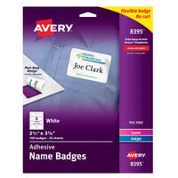 Avery® 08395 2 1/3 inch x 3 3/8 inch Matte White Removable Flexible Adhesive Printable Name Badge Label - 160/Pack