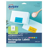 Avery® 04331 AstroBrights 2 inch x 2 5/8 inch Assorted Matte Color Easy Peel Printable Label - 150/Pack