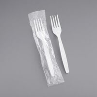 Visions Individually Wrapped White Heavy Weight Plastic Fork - 1000/Case