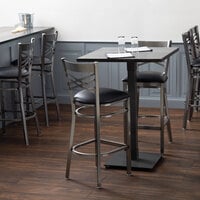 Lancaster Table & Seating 30 inch Square Solid Wood Live Edge Bar Height Table with Antique Slate Gray Finish