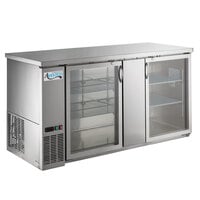Avantco UBB-3G-HC 69" Stainless Steel Counter Height Glass Door Back Bar Refrigerator with LED Lighting