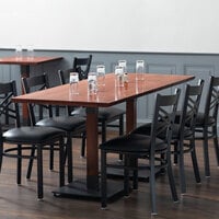 Lancaster Table & Seating 30 inch x 72 inch Solid Wood Live Edge Dining Height Table with Mahogany Finish