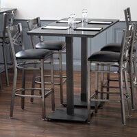 Lancaster Table & Seating 30 inch x 60 inch Solid Wood Live Edge Bar Height Table with Antique Slate Gray Finish